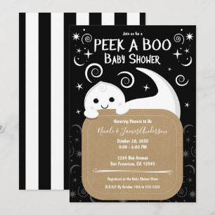 Peek a BOO Ghost Halloween Baby Shower  Invitation