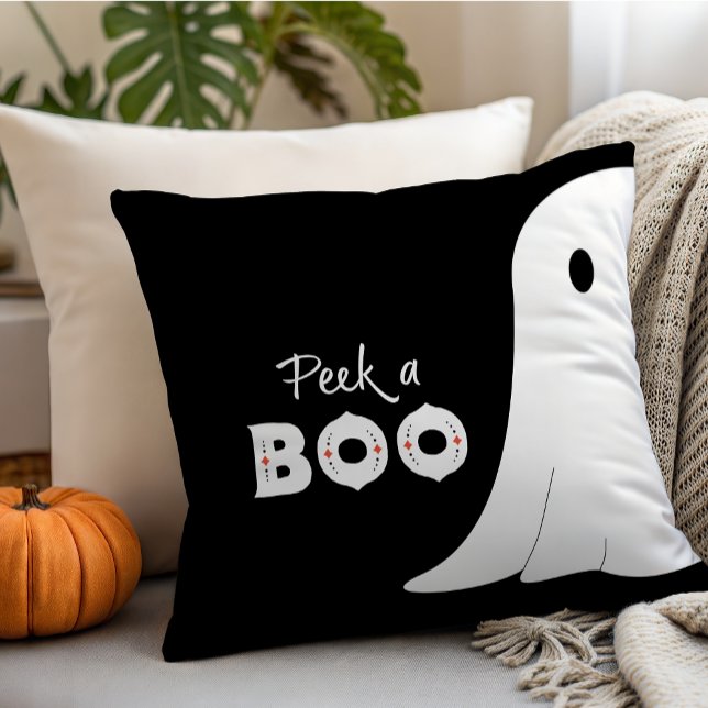 Peek a Boo Ghost Halloween Throw Pillow (Creator Uploaded)