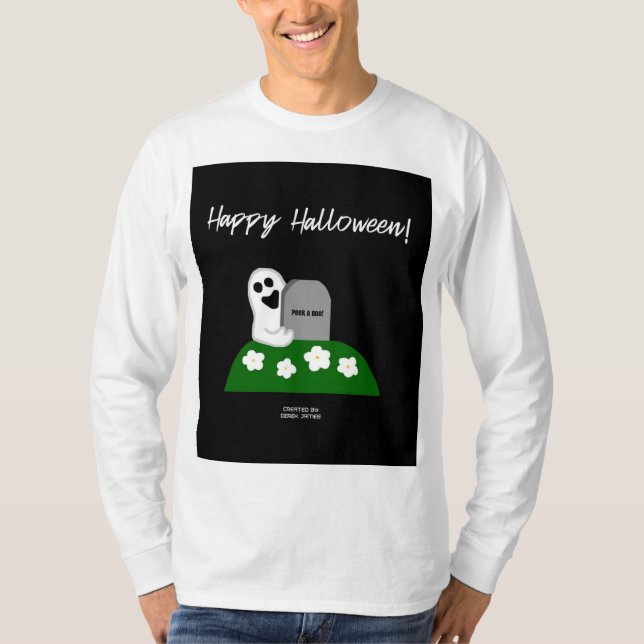 Peek A Boo Ghost Men's Long Sleeve Shirt (Front)