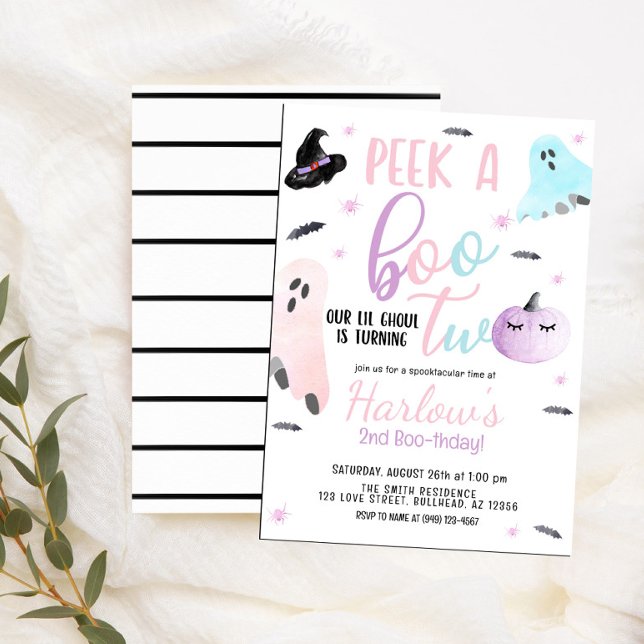 Peek a Boo Ghost Pastel Pink Halloween Birthday  Invitation (Creator Uploaded)