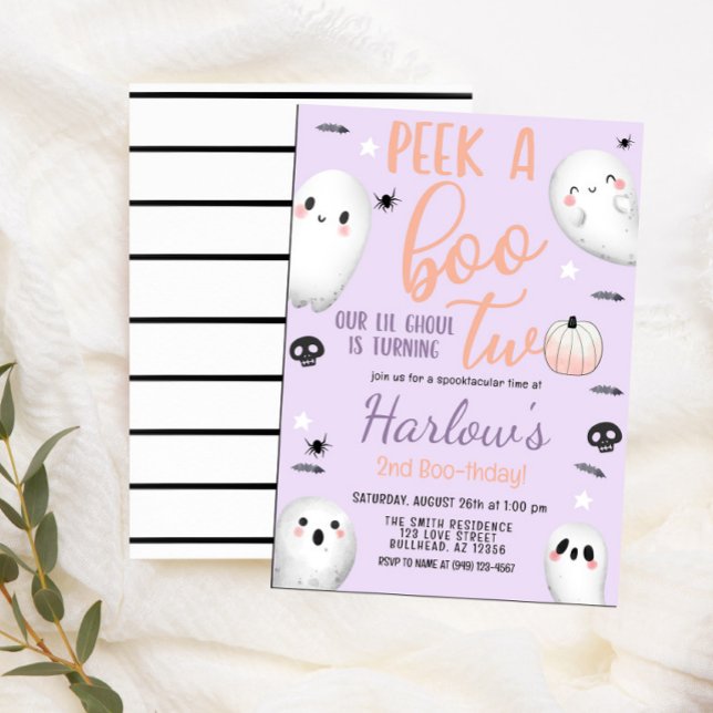 Peek a Boo Ghost Pastel Purple Halloween Birthday  Invitation (Creator Uploaded)