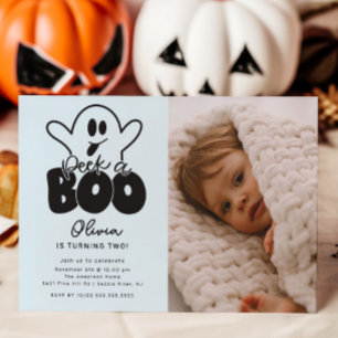 Peek A Boo Ghost Photo Birthday  Invitation