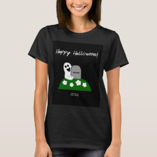 Peek A Boo Ghost Women's Black Basic T Shirt