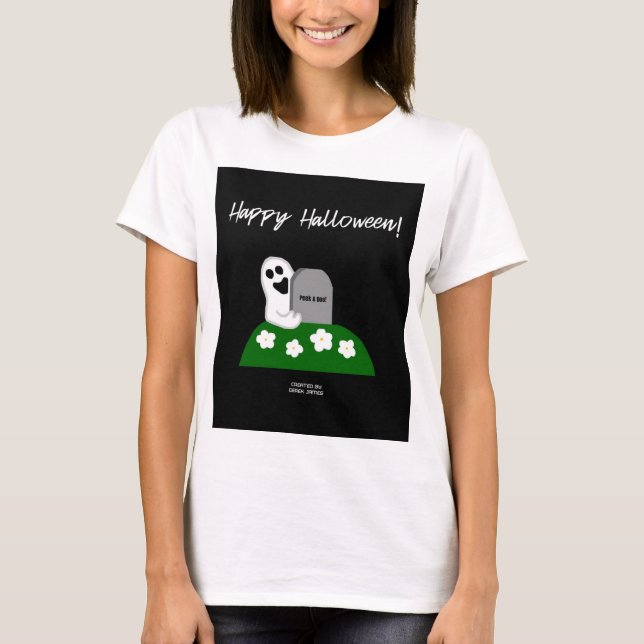 Peek A Boo Ghost Women's White Basic T Shirt (Front)