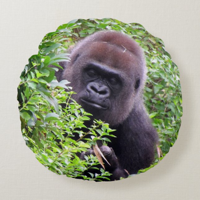 Peek-A-Boo Gorilla Throw Pillow (Front)