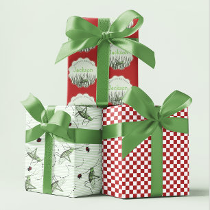Peek-a-Boo Grasshopper 1st Birthday Picnic Party Wrapping Paper Sheet