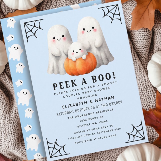 Peek A Boo Halloween Couples Boy Baby Shower Invitation (Creator Uploaded)