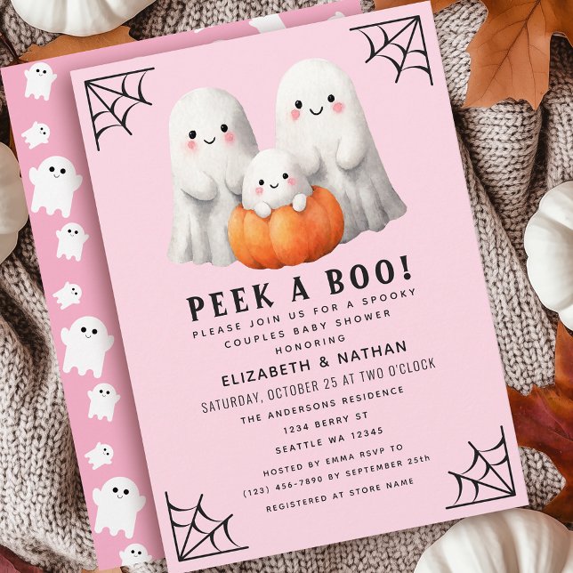 Peek A Boo Halloween Couples Girl Baby Shower Invitation (Creator Uploaded)