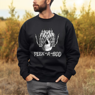 Peek A Boo Halloween Spooky Horror Skull Sweatshirt