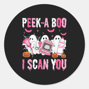 Peek A Boo I Scan You Spooky Sonographer Ultrasoun Classic Round Sticker
