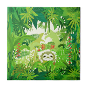 Peek a Boo Jungle Sloth Tile