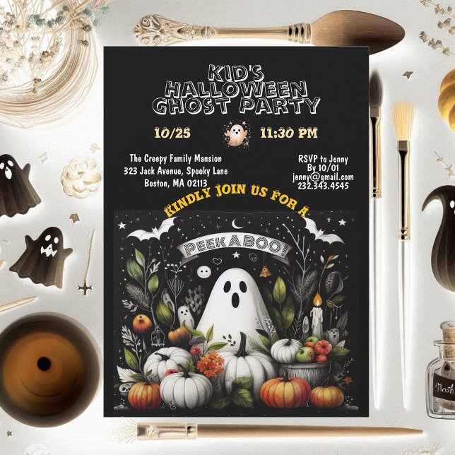 Peek A BOO Kids Halloween Ghost Party Fall Pumpkin Invitation (Peek A BOO Kids Halloween Ghost Party Fall Pumpkin Invitation)
