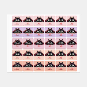 Peek-a-Boo Kitten Script Name Monogram Girls'