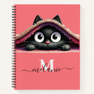 Peek-a-Boo Kitten Script Name Monogram Notebook