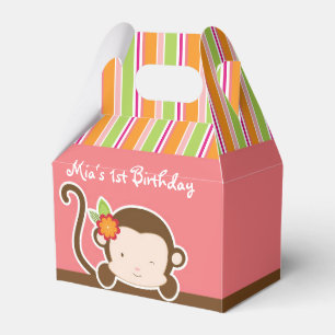 Peek a boo Monkey Safari Striped Party Favour Boxe Box