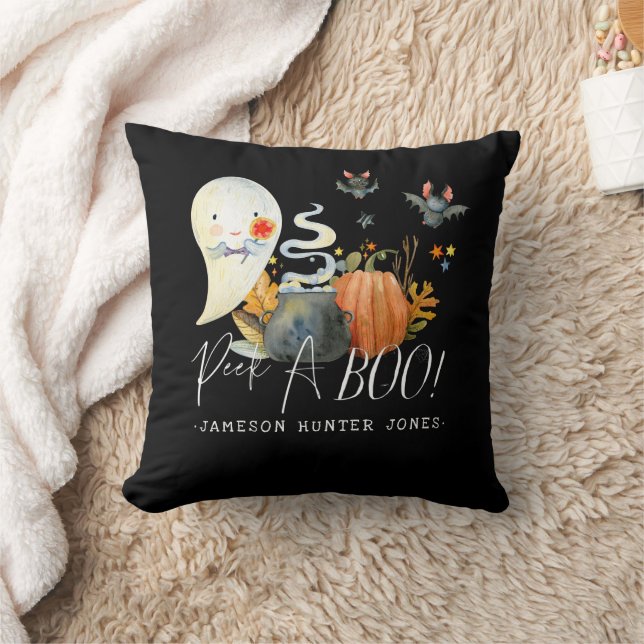 Peek-A-Boo | Monogram Little Ghost Halloween Cushion (Blanket)