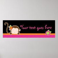 Peek A Boo Pink Girl Monkey Safari Jungle Banner