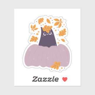 Peek-a-boo Pumpkin Cat Custom-Cut Vinyl Stickers