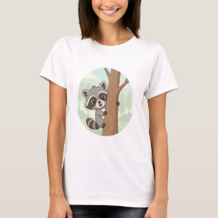 Peek-a-Boo Racoon – Cute Forest Friend Women’s T-Shirt