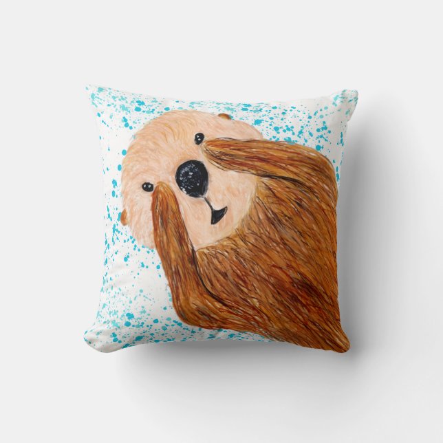 Peek a boo  Sea Otter Cushion (Front)