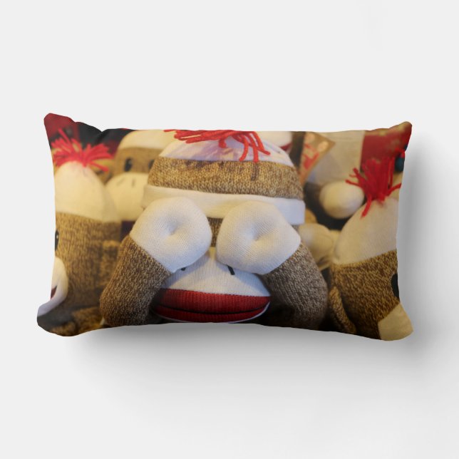 Peek-a-boo Sock Monkey Lumbar Cushion (Front)