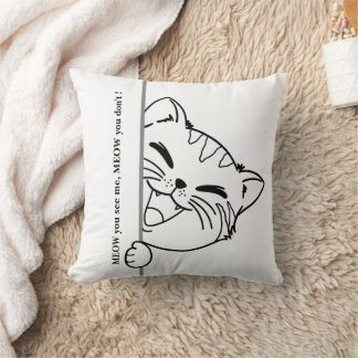 Peek-a-Meow: Customizable Cat Throw Pillow