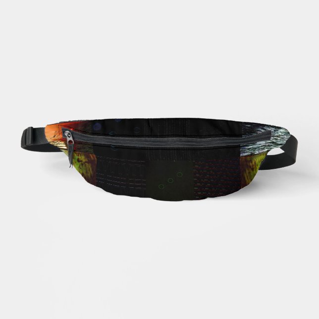 Peek Abstract Glitch Art Digital Distortion Grid Bum Bags (Front)