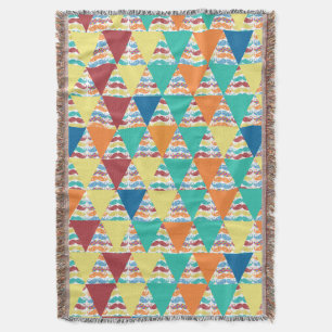 Peek Boo Moustache Mint Aqua Coral Modern Abstract Throw Blanket