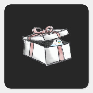 Peekabo Present Square Sticker