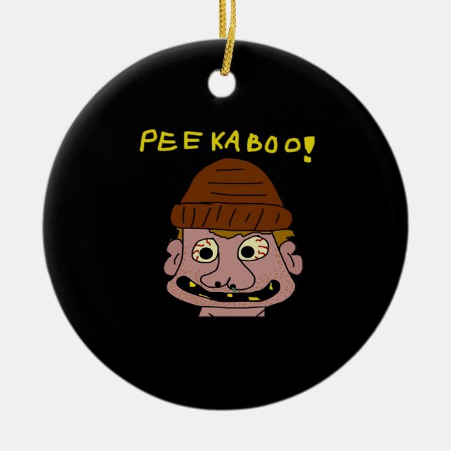 Peekabo Weird Man Ceramic Tree Decoration (Front)