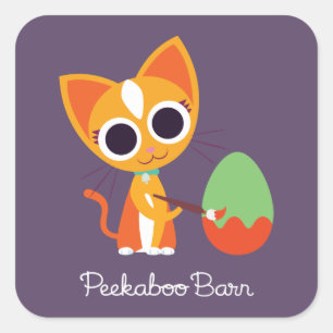 Peekaboo Barn Easter Purrl the Cat Square Sticker
