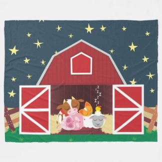 Peekaboo Barn Night Landscape Group 1 Fleece Blanket
