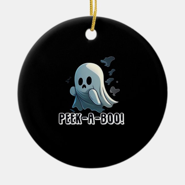 Peekaboo Basic Slogan Ceramic Tree Decoration (Front)