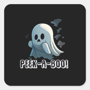 Peekaboo Basic Slogan Square Sticker