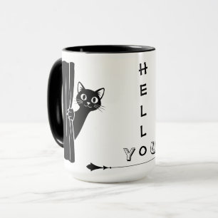 Peekaboo Black Cat Funny Mug
