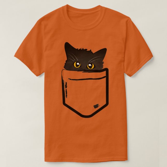 Peekaboo Black Pocket Kitten  T-Shirt (Design Front)