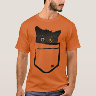 Peekaboo Black Pocket Kitten  T-Shirt