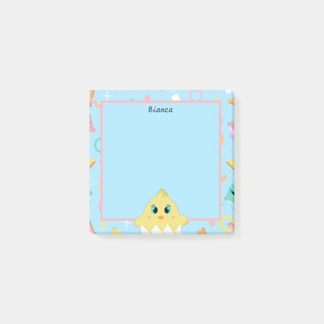 Peekaboo Blue Baby Chick Post-it Notes (Front)