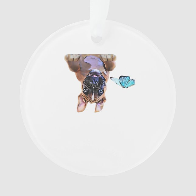 Peekaboo Boxer  With Butterflies Ornament (Front)