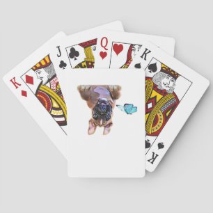 Peekaboo Boxer With Butterflies Playing Cards