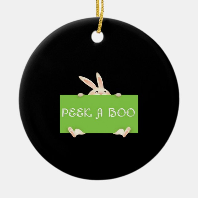 Peekaboo Bunny Ceramic Tree Decoration (Front)