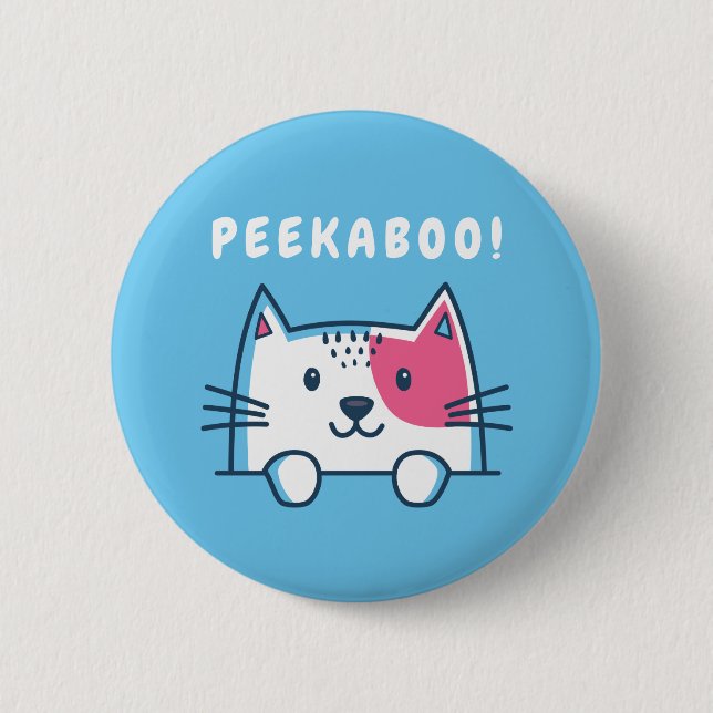 Peekaboo Cat 6 Cm Round Badge (Front)