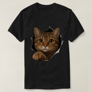 Peekaboo Cat Design – Cute 3D Illusion Kitty Art T-Shirt