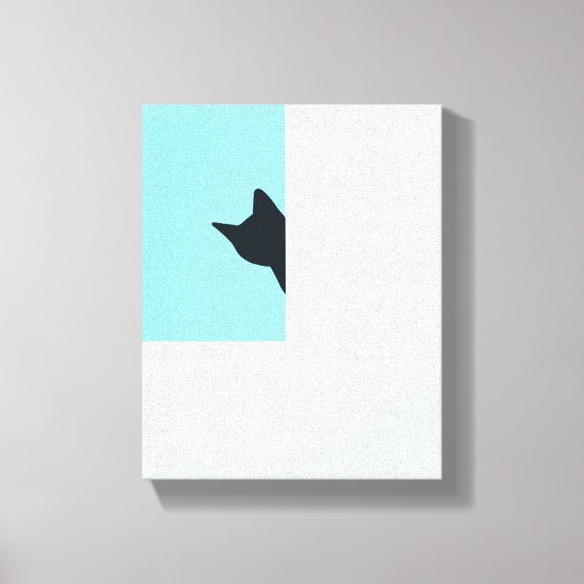 Peekaboo | Cat Peaking Around Corner Painting Canvas Print (Front)
