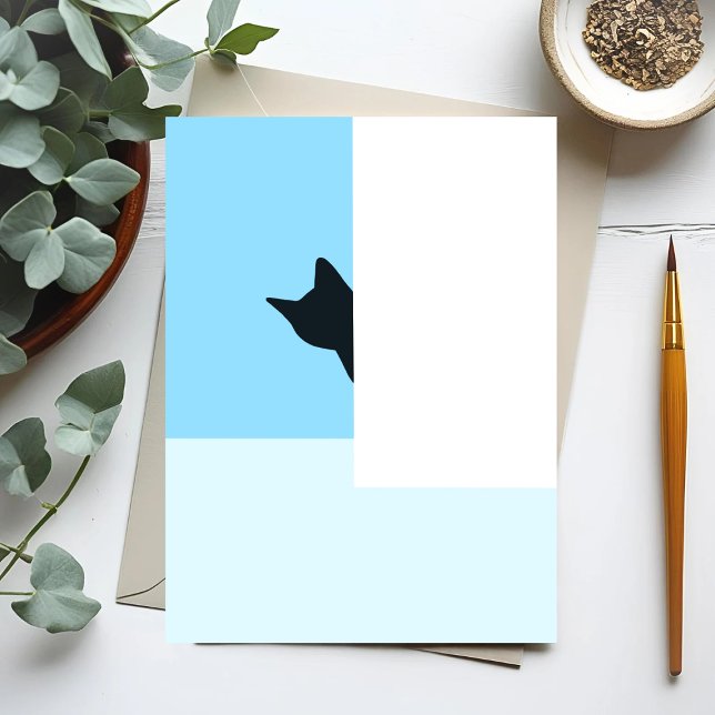 Peekaboo | Cat Peaking Around Corner Painting Postcard (Creator Uploaded)