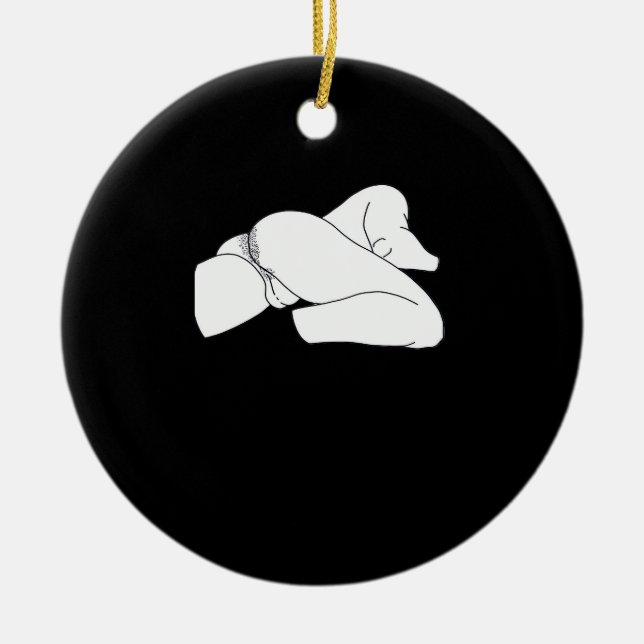 Peekaboo Classic Funny Ceramic Tree Decoration (Front)