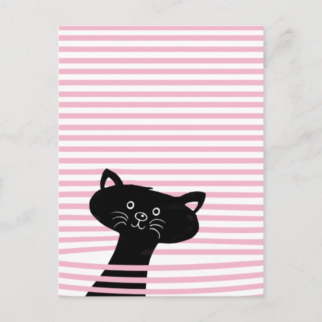 Peekaboo! Cute Black Cat - Postcard (Front)
