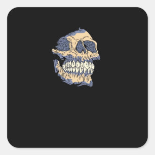 Peekaboo Death Skull Square Sticker