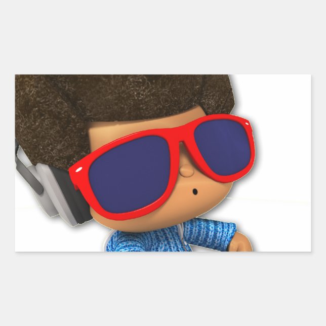 Peekaboo DJ afro Rectangular Sticker (Front)