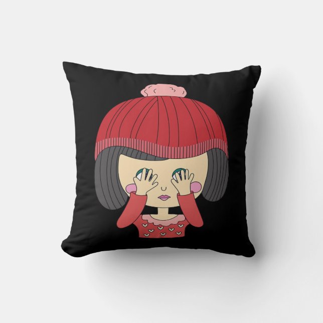 Peekaboo Girl Sloth Design Cushion (Front)